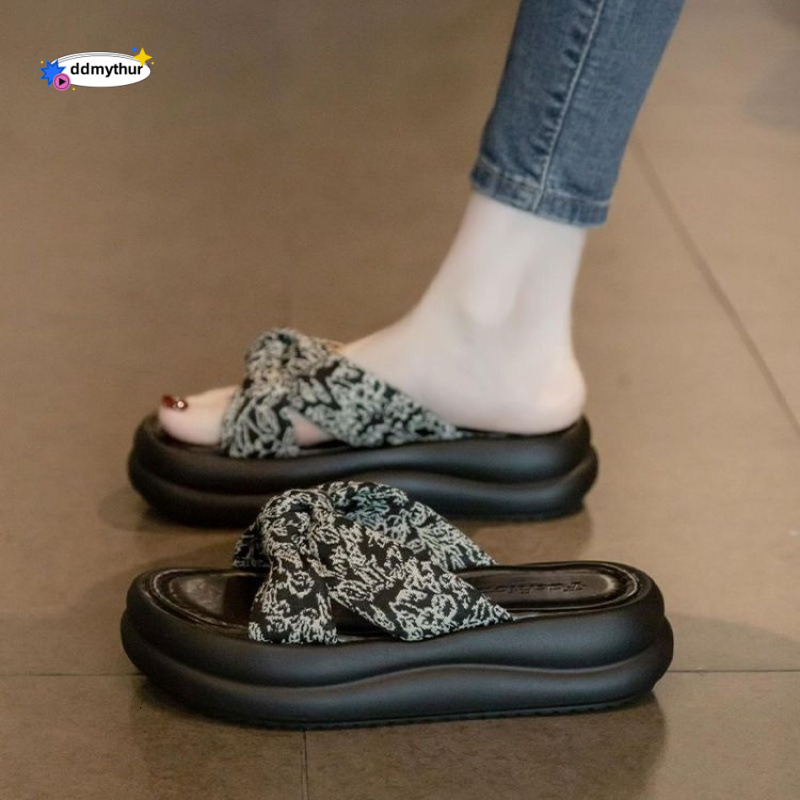Thick-Soled Chinese Style National Trend Women's Summer New Fashion Outdoor Beautiful French Cross High-End Sense Sandals ddmythur