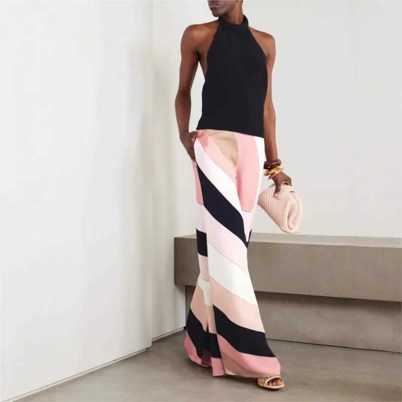 Summer Womens Sexy Sveless Chest Jumpsuit 2025 New Womens Fashion Printed Casual Loose JumpsuitXJ250616