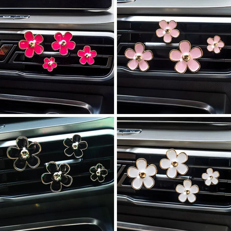 4Pcs/Set Car Outlet Vent Perfume Clips Car Air Freshener Conditioning Aromatherapy Small Daisy Interior Decoration Accessories 250610