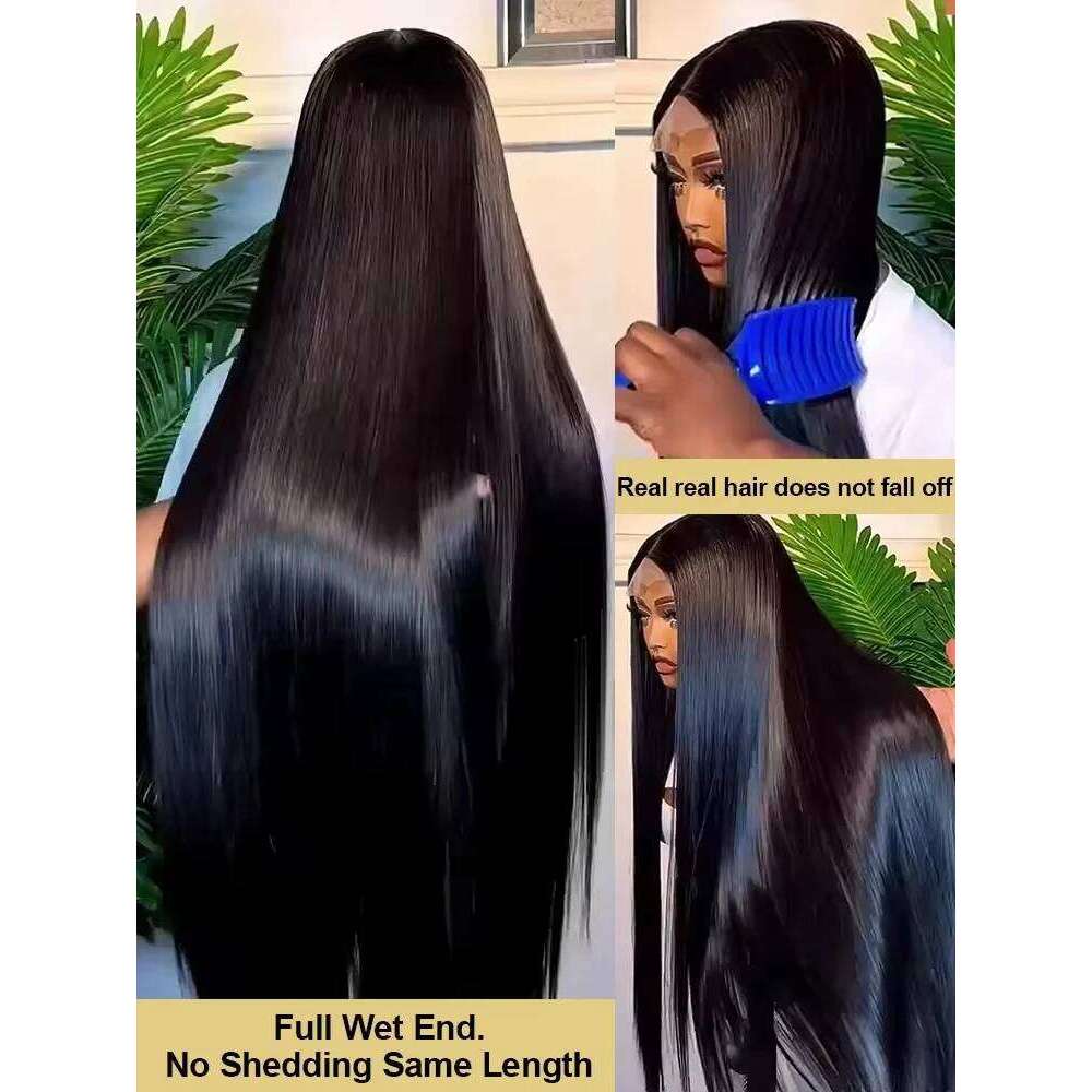 Mossily 240 Density Bone Straight Ready To Wear 5x5 HD Closure Glueless Preplucked Brazilian Black Wig 30 40 Inch Remy Hair