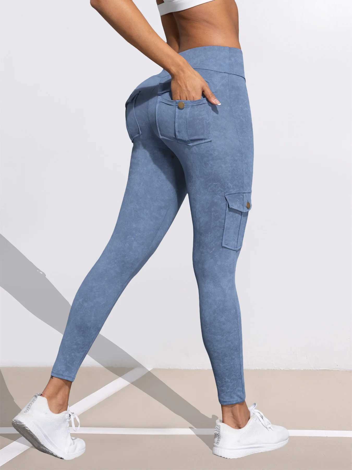 1/3 PCS Washed Print Work Pocket Women Leggings Elastic Butt Lifting Fitness Tights 2025 New Athletic Pants Fashion StreetwearXJ250616