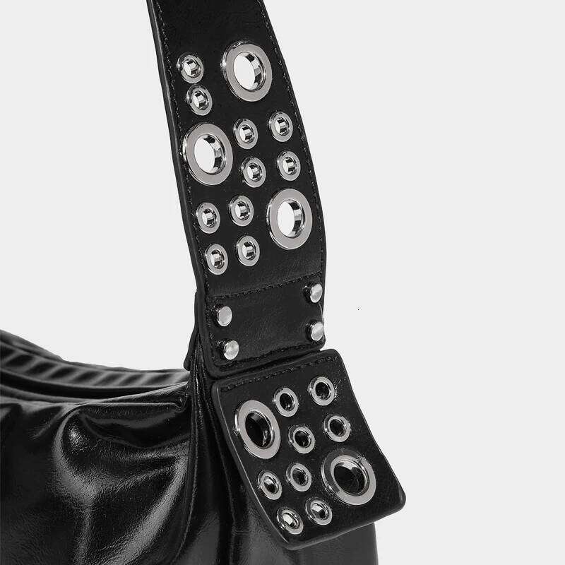 Women's Bags Designer Custom Initials Crescent Bags For Women Designer Handbag Purses New In PU Oil Wax Rivet Wide Strap Underarm Shoulder