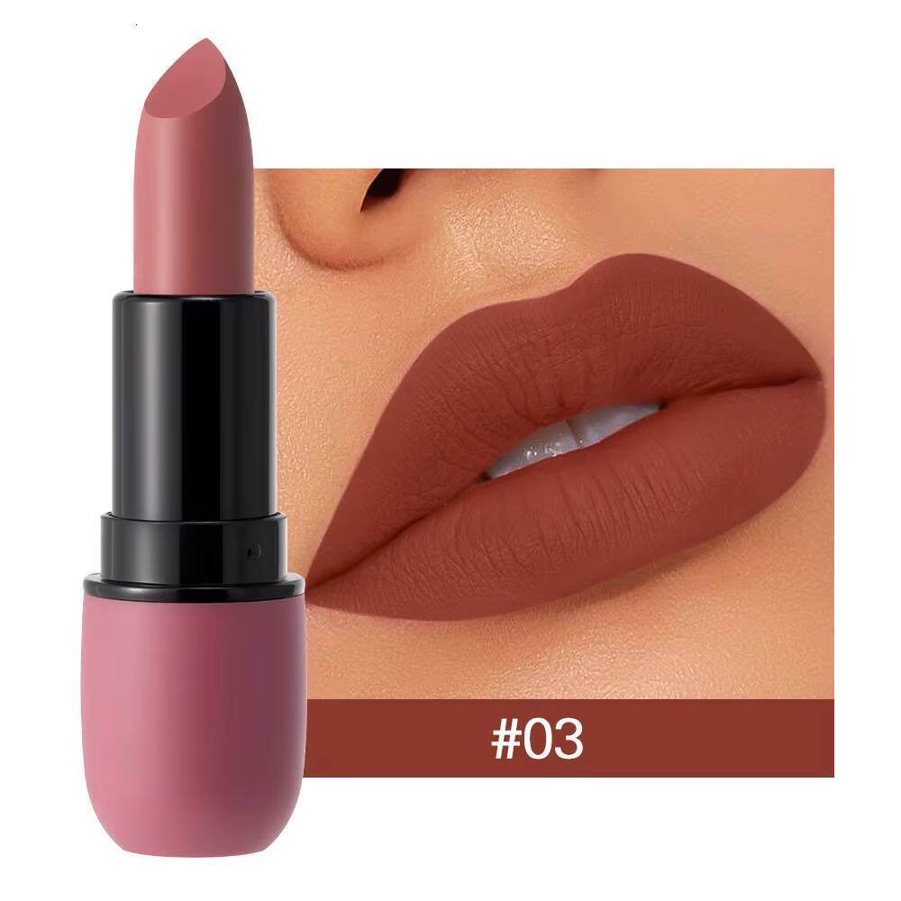 Fog Matte Lipstick Long Lasting Waterproof Stick Smudge-free Classic Highly Pigmented Velvet Finish Lip Tint Makeup Cosmetic happy