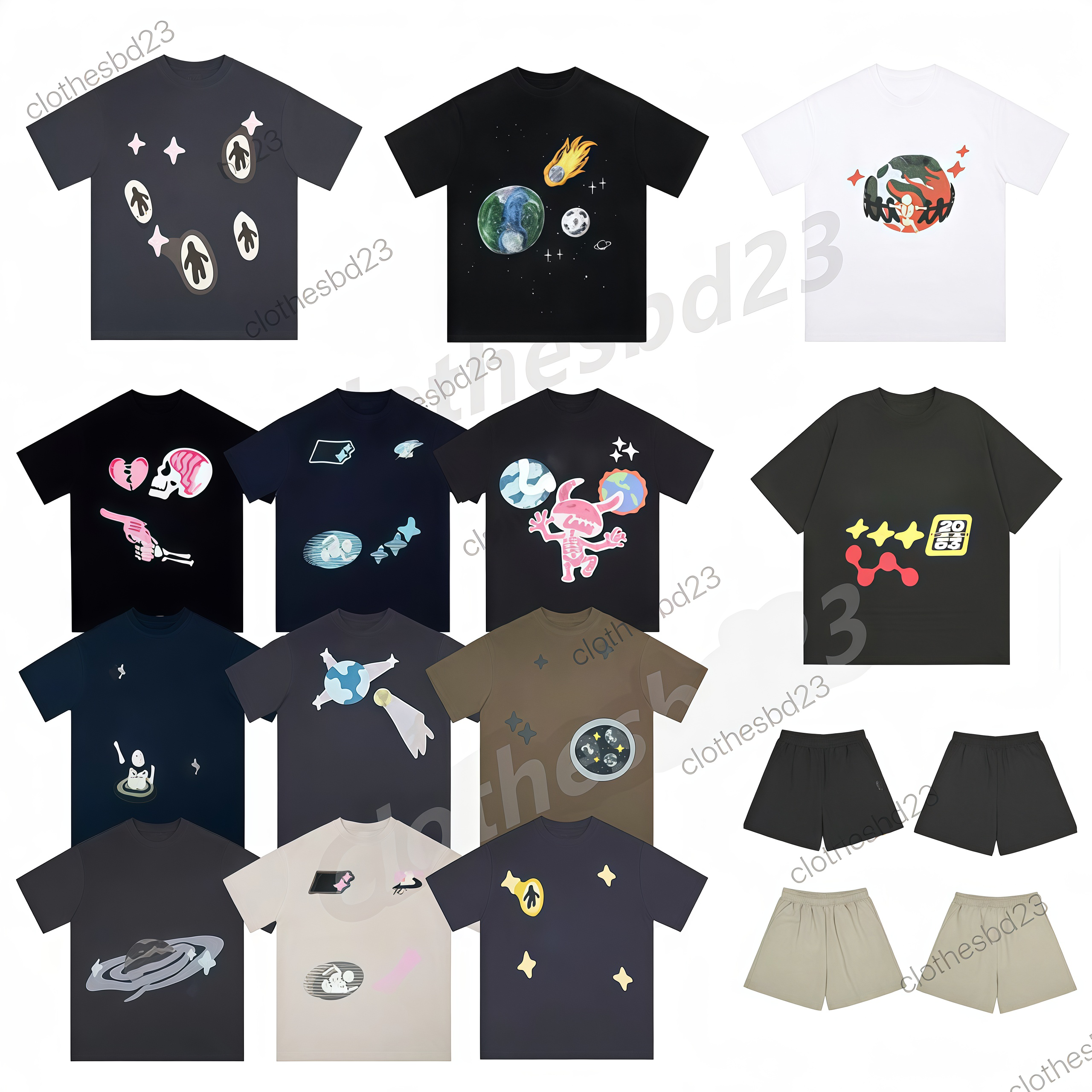 brokTshirt shorts tops Designer T shirt Men and Women tee 3D puff bubble pattern Unisex High Street Style size S-XL