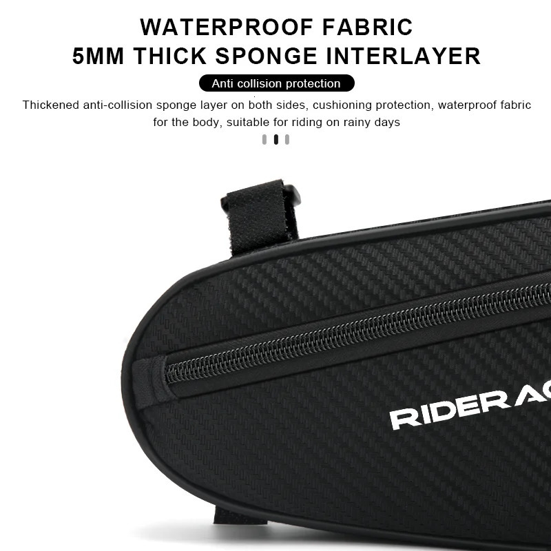 RIDERACE Waterproof Cycling Tube Bag For MTB Bike Triangle Bag Road Cycling Frame Front Bags Repair Tools Rainproof Bicycle Bag 250610