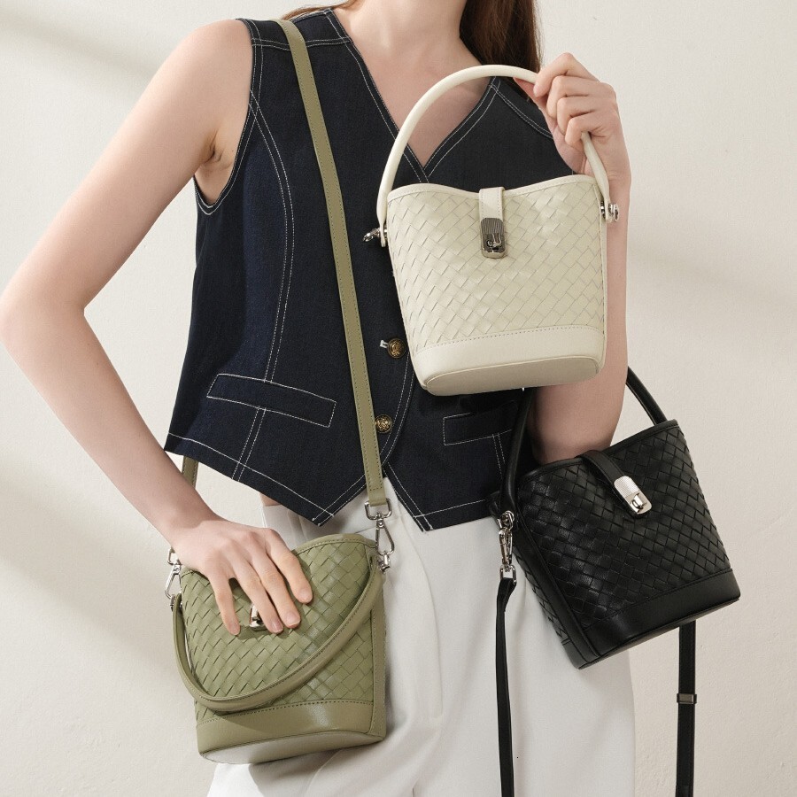 Luxury Free Shipping Top Designer Bags Layer Sheepskin Texture Commuter Women's Bag Versatile Woven Bucket Bag Single Shoulder Handbag