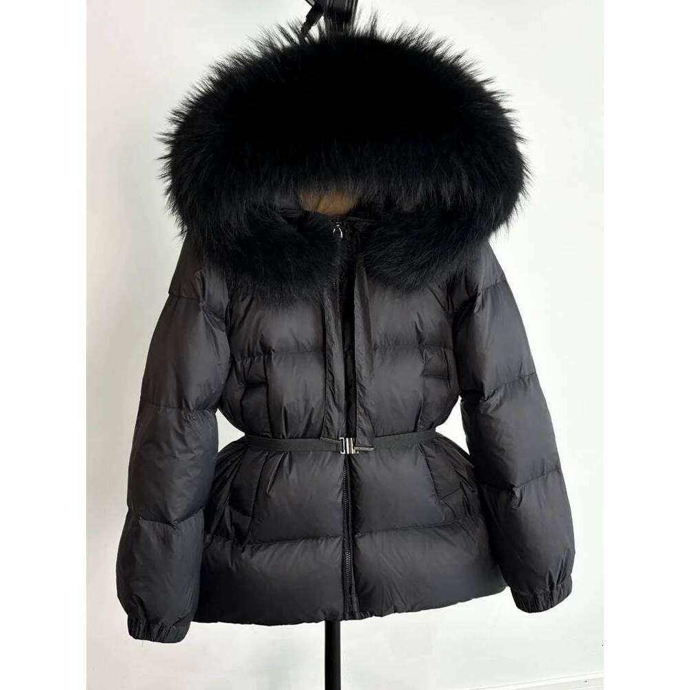 Janveny Huge Real Raccoon Fur Hooded 2025 Short Puffer Jacket Women 90% Duck Down Coat Winter Female Feather Parkas Waterproof