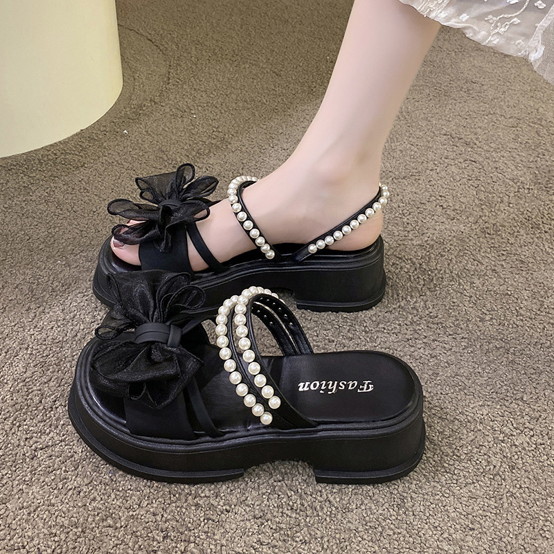 Ddmysports Flat For Women Summer New Korean One Strap Beach Thick Soled Roman Style Two Way High Heel Sandals Outdoor Shoes