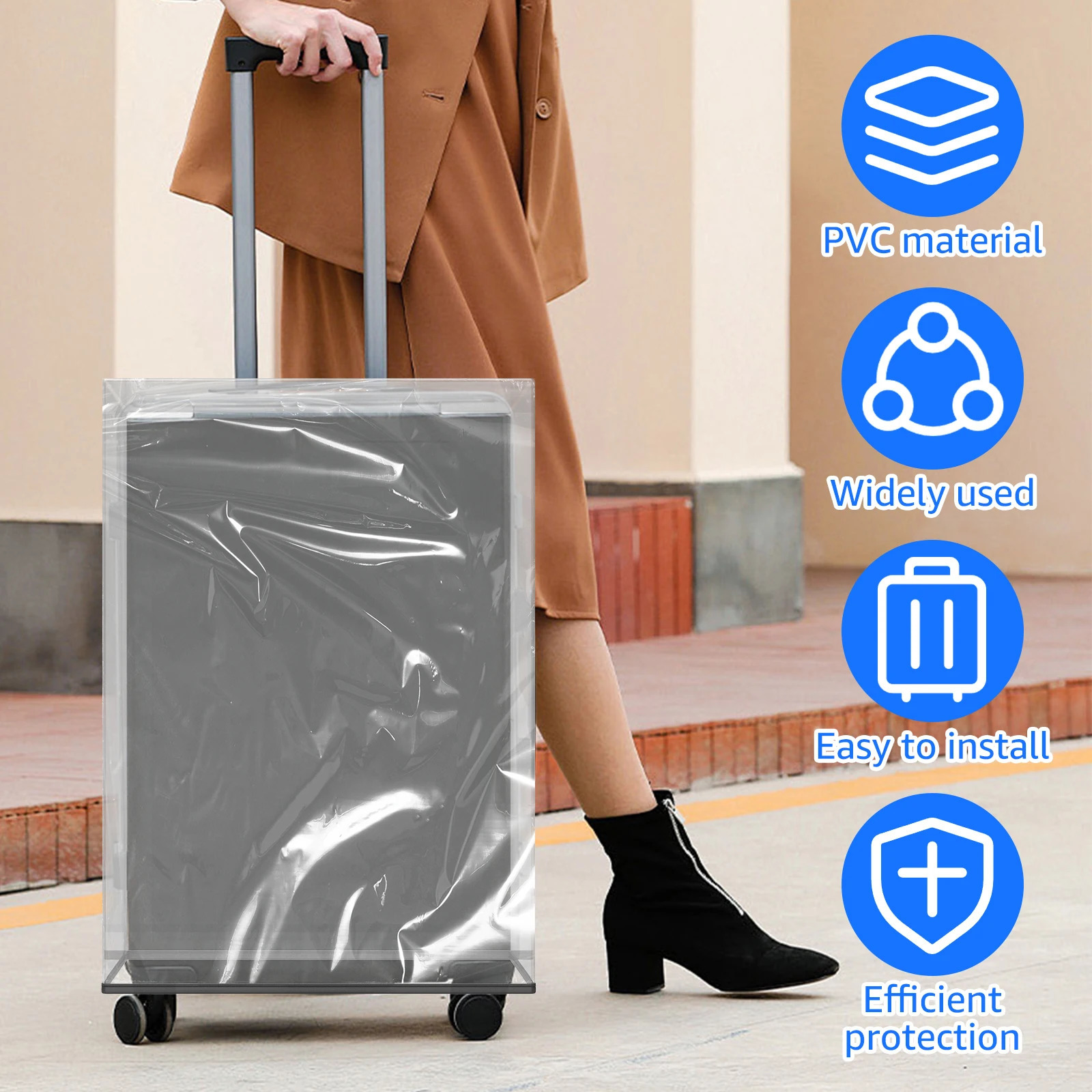 3Pcs Transparent Luggage Protector Covers PVC Dustproof Suitcase 3 Sizes Anti Scratch Waterproof Cover for Travel 250615