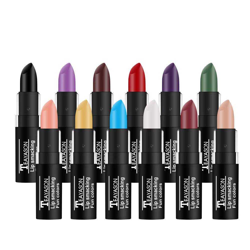 Matte Nude Lipsticks 12 Colors Waterproof Long Lasting Non-stick Cup Lip Glaze Sexy Vampire Red Black Lipstick Pigment Cosmetics happy
