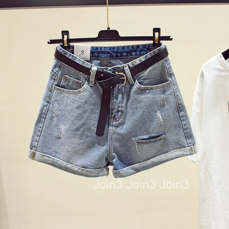 Womens Shorts Wide Work Short Pants for Women To Wear Denim Office Ripped Mini Jeans Aesthetic Classic Casual New In Streetwear