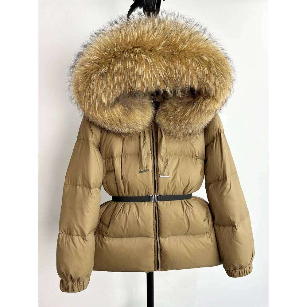 Janveny Huge Real Raccoon Fur Hooded 2025 Short Puffer Jacket Women 90% Duck Down Coat Winter Female Feather Parkas Waterproof