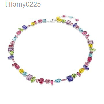 Designer Swarovskisss Swaroskys Luxury Necklace Gema Series 520 Candy Dopamine Colorblock Clavicle Chain Flowing Crystal Womens Jewelry 20