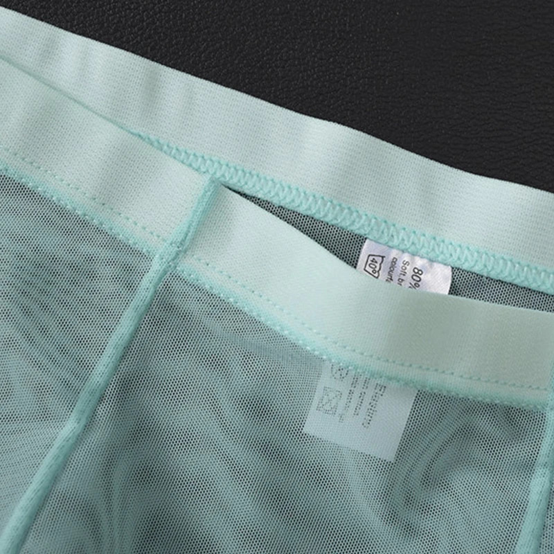 Transparent Mesh Boxer Shorts Men Mid Waist Seamless Underpants Male Summer Ultra-Thin Breathable Panties Underwear Lingerie 250614