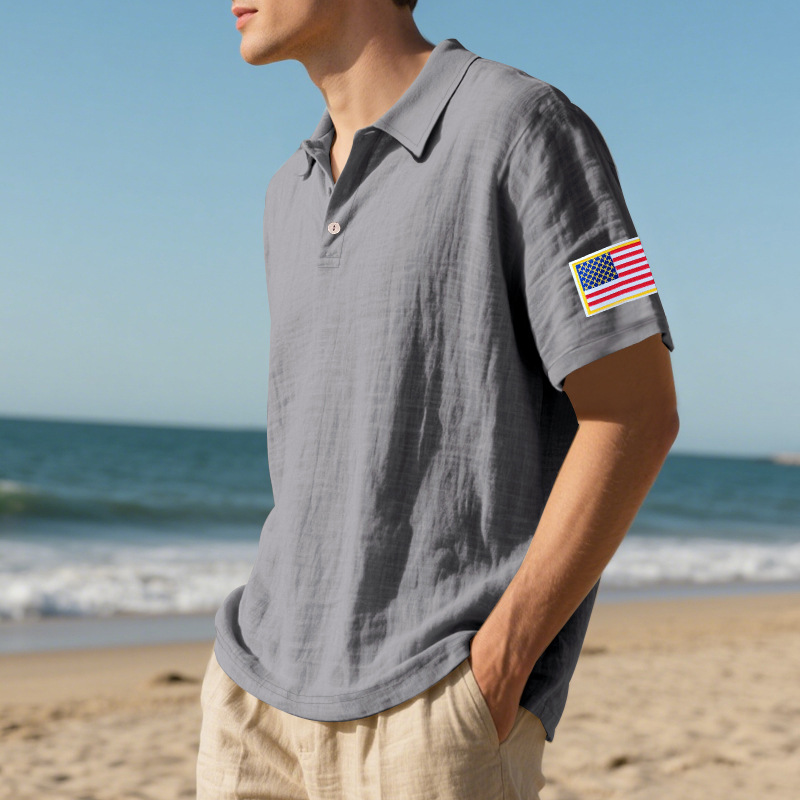 Fashion t shirt mens designer polo Breathable linen heavy-duty embroidered lapel loose POLO shirt with short sleeves European code: S-3XL