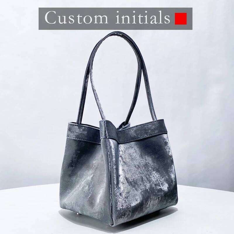 Women's Bags Designer Custom Name Initials Genuine Leather Mini Bucket Bags For Women Designer Handbag And Purses New In Underarm Shoulder
