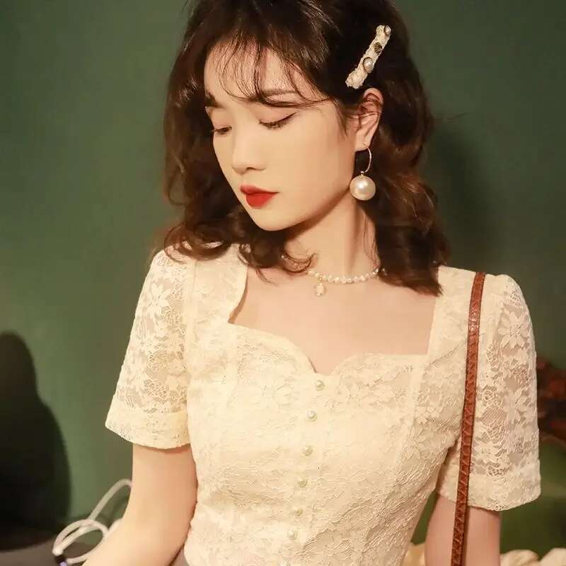 White with Short Sleeve Shirts Blouses for Women Summer Woman Top Sexy Embroidery Vintage Aesthetic Youthful Clothes New 2024