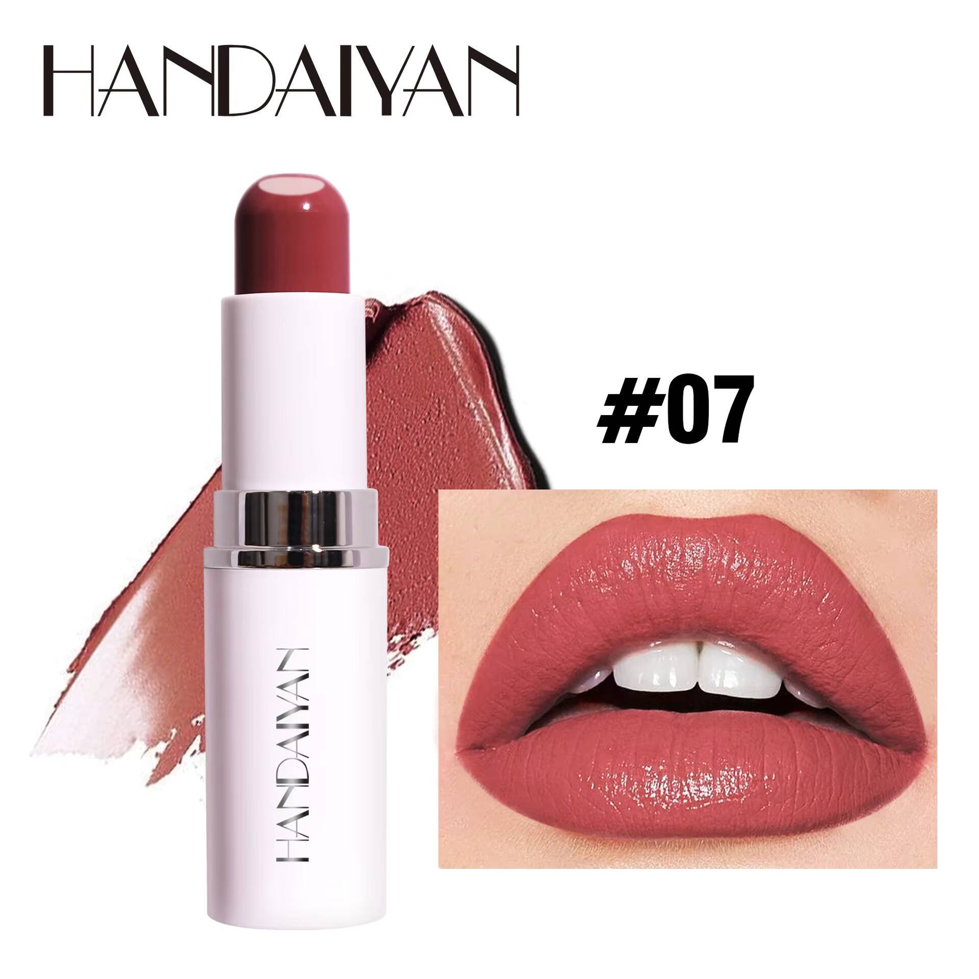 2-in-1 Nude Matte Red Balm Moisturizing 8 Colors Sandwich Lipstick Waterproof Long Lasting Non-stick Cup Lip Stick happy