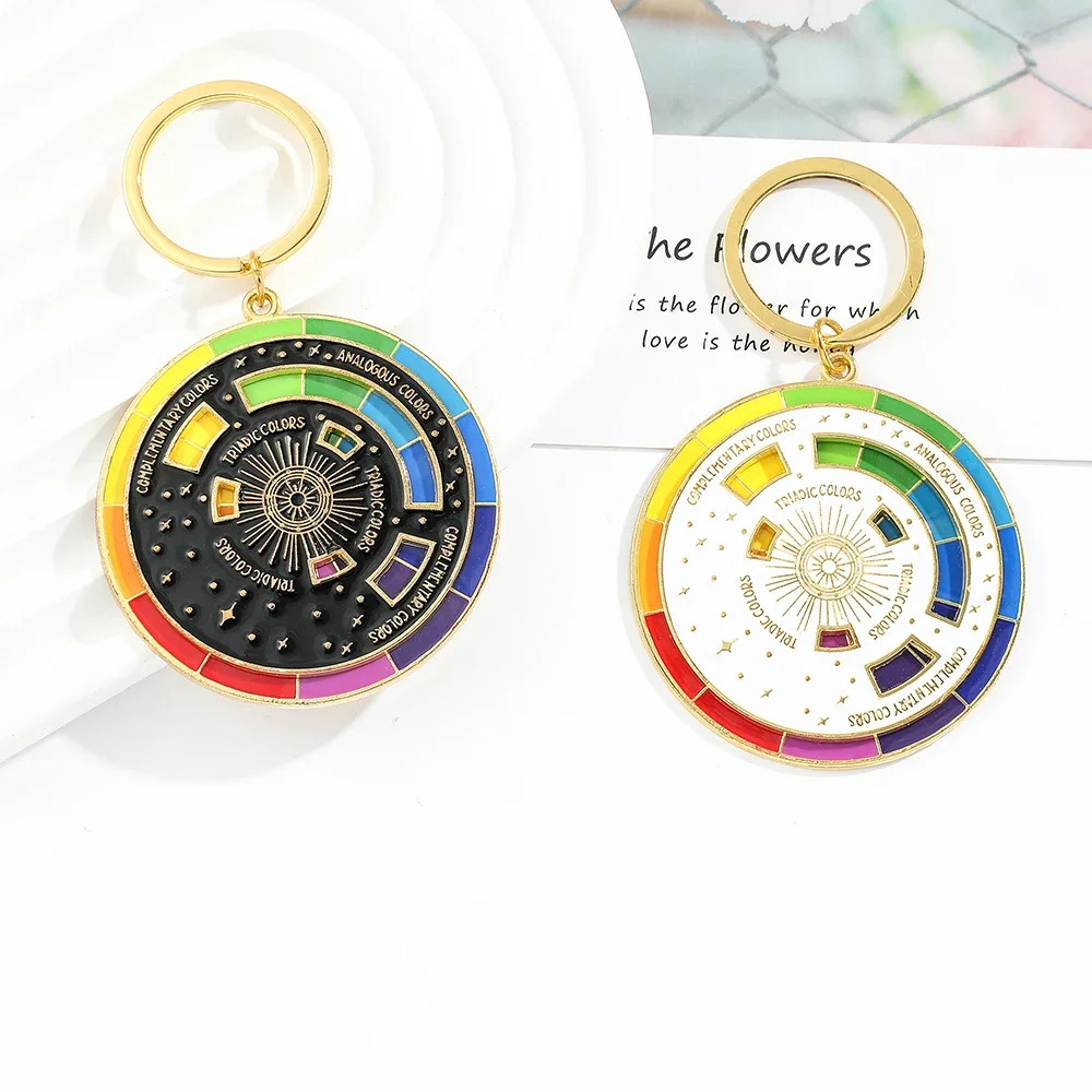 Color Wheel Rotatable Keychain Creative Turntable Charm Aesthetic Arts Gifts Key Holder for Artists Fashion Jewelry 250606
