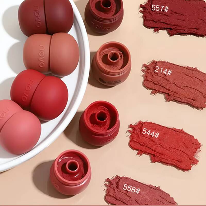 Cute Chubby Mushroom Gloss Red Lips Tint Creamy Jelly Lip Glaze Matte Liquid Lipstick Mud Waterproof Lasting Makeup Cosmetic happy