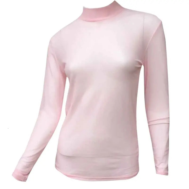 Summer See Through T-Shirts Sexy Slim Solid Color Hollow Mesh Tee Tops Long Sleeve Transparent T-Shirt For Women 250614