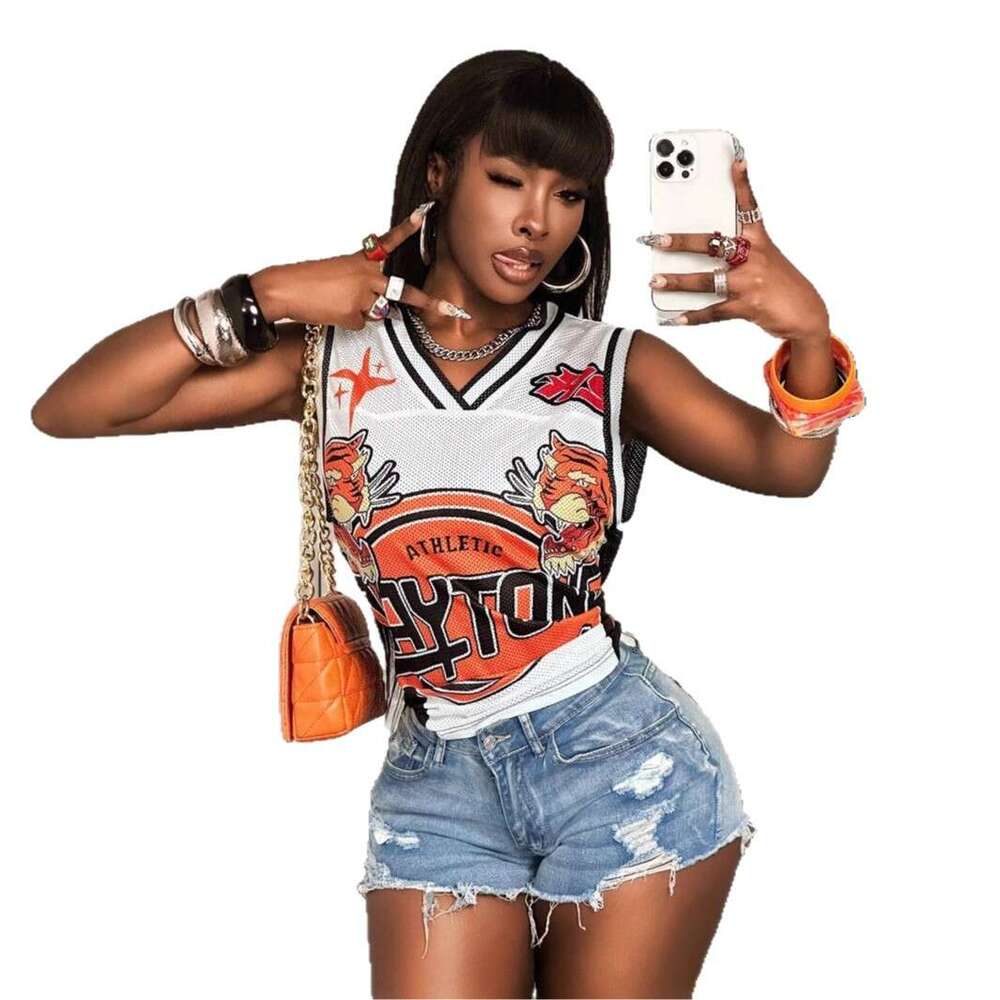 New Sexy Fashion Personality Street Letter Print Loose Sleeveless Top Vest For Women B5