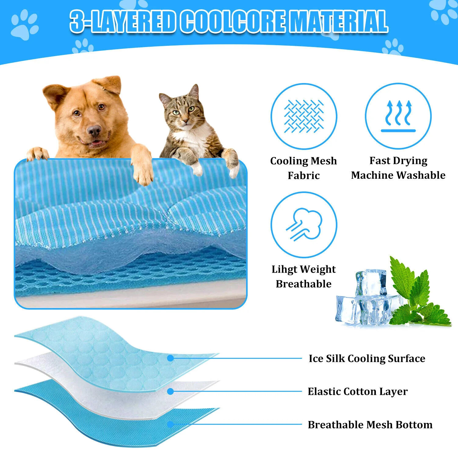 Pet Cooling Mat Cool Pad Cushion Dog Cat Puppy Blanket For Summer Sleeping Bed Dog Cooling Bed Pet Cooling Mat 250614