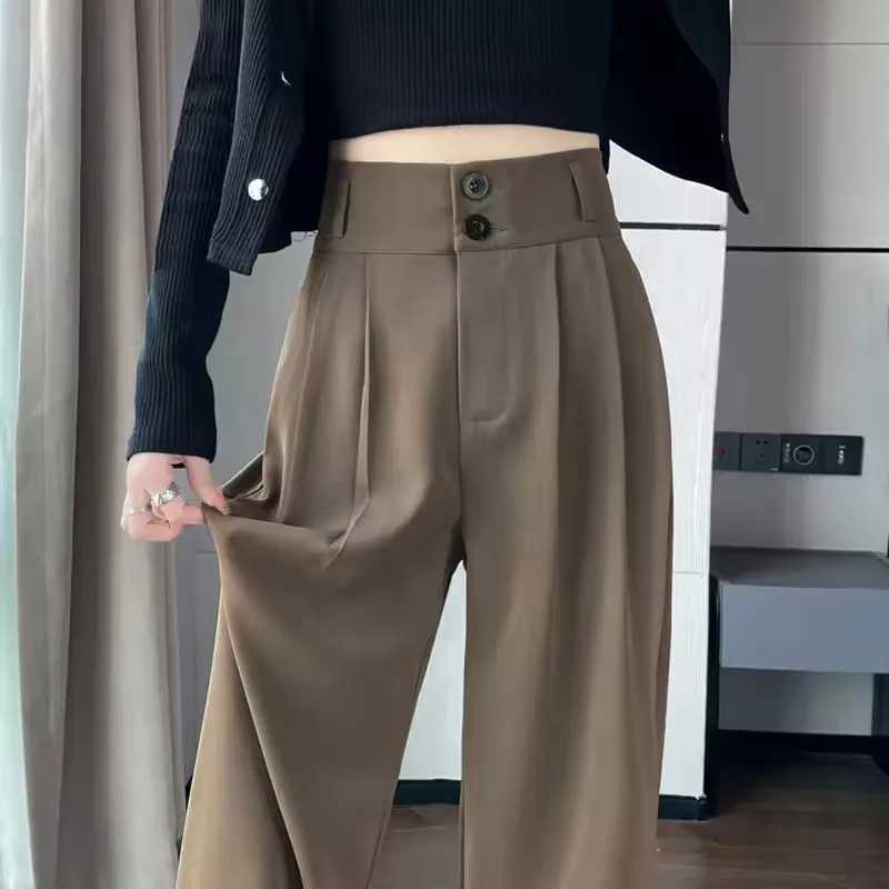 WomenS Loose Spring Summer 2025 New High Waist Wide Legs Slim Casual Trousers Korean Fashion Trend Fe Suit Straight Pants XJ250616