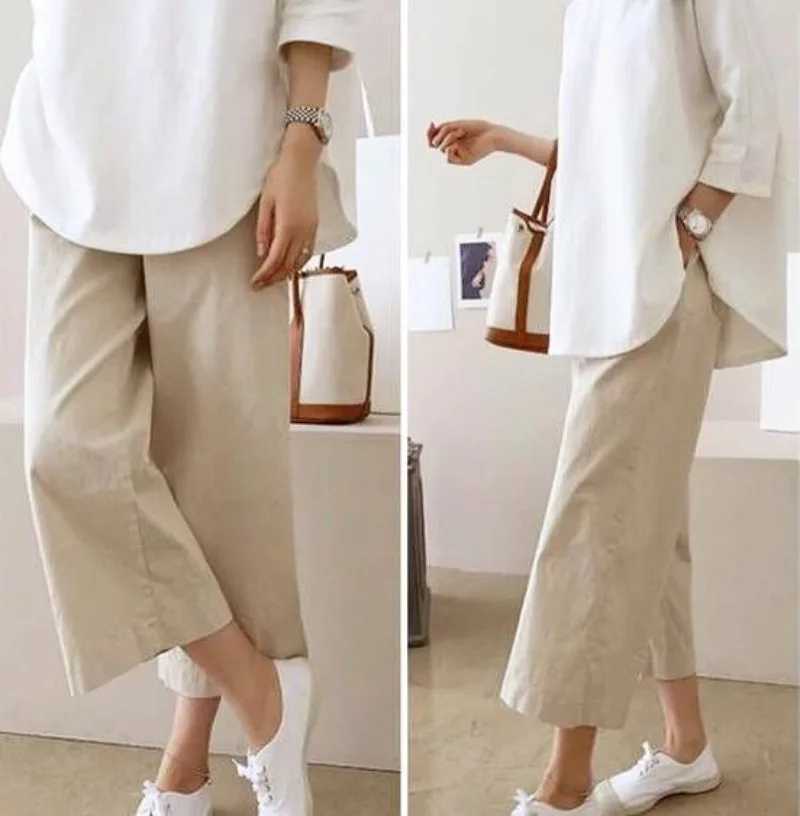 2025 New Wide-leg Pants Womens Summer New Cotton and Linen Pants dent Loose Linen Pants Casual Pants WomenXJ250616