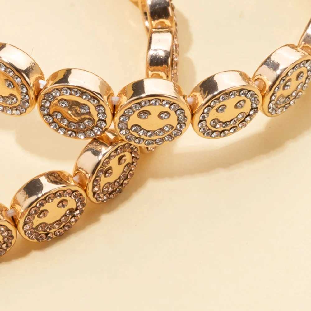 BEUTIFOR Alloy Happy Face for women Crystal Beads Drip Oil Gold Color Bangle 2024 Fashion Jewelry Z250616