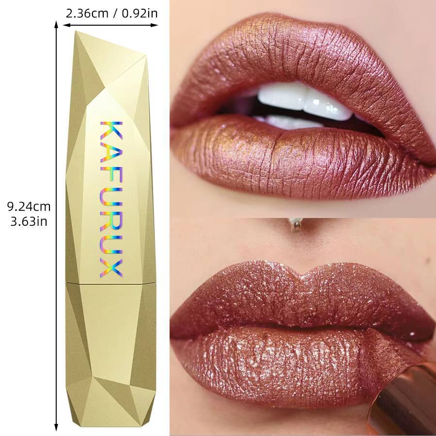 1 PC Sexy Glitter Plumping Metallic Lipstick Moisturizer Fruit Oil Lip Tint Gel Soft Tube Lips Makeup for Women Cosmetic happy