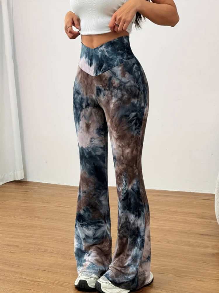 Womens Casual Slim Fit Pants Spring And Summer New Popular Printed Color Blocked High Waisted Womens Fashionable Flared PantsXJ250616