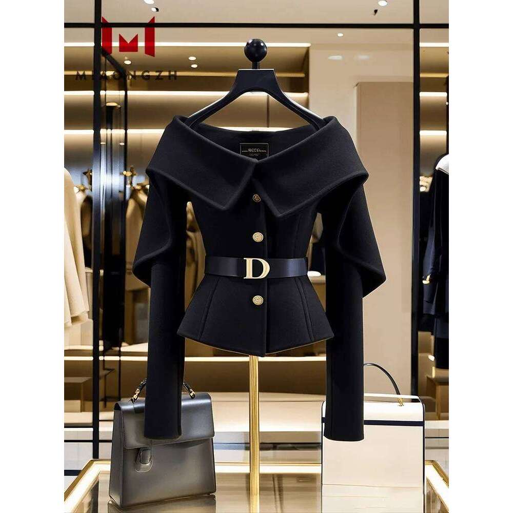 Fashion New For Women Black Long Sleeve Jacket 2024 Spring Autumn Elegant Slim Cardigan Single Breasted Coat Female Tops