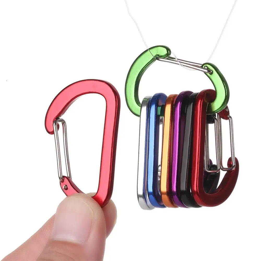 4pcs High quality Lock Buckle Hook Fishing Tool Climbing Snap Clip Carabiner DRing Keychain Outdoor Camping Keyring 250611