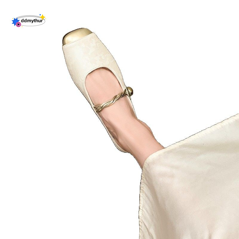 2025 Spring Summer New Chinese Style Closed-Toe Half Outdoor Square Toe Lazy Shoes Soft Sole Women's Slippers Loafers ddmythur