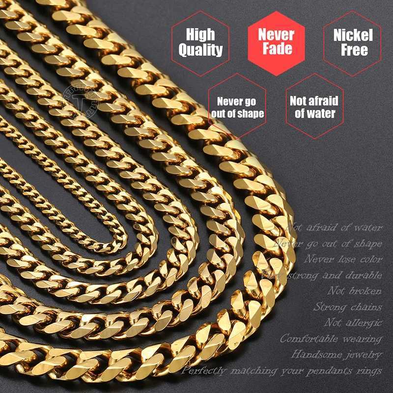New Arrival Mens Necklaces Chains Stainless Steel Black Gold Silver Color Necklace for Men Women Curb Cuban Jewelry 3/5/7/9/11mm DLKNM08 V250616