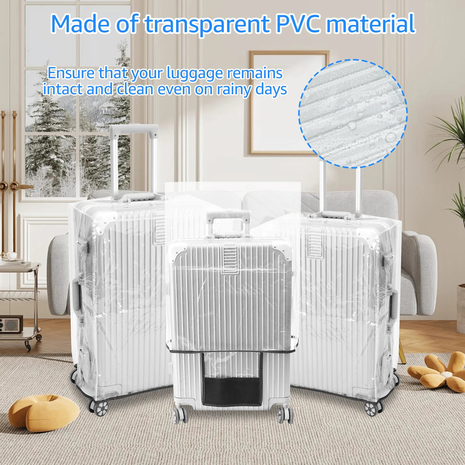 3Pcs Transparent Luggage Protector Covers PVC Dustproof Suitcase 3 Sizes Anti Scratch Waterproof Cover for Travel 250615