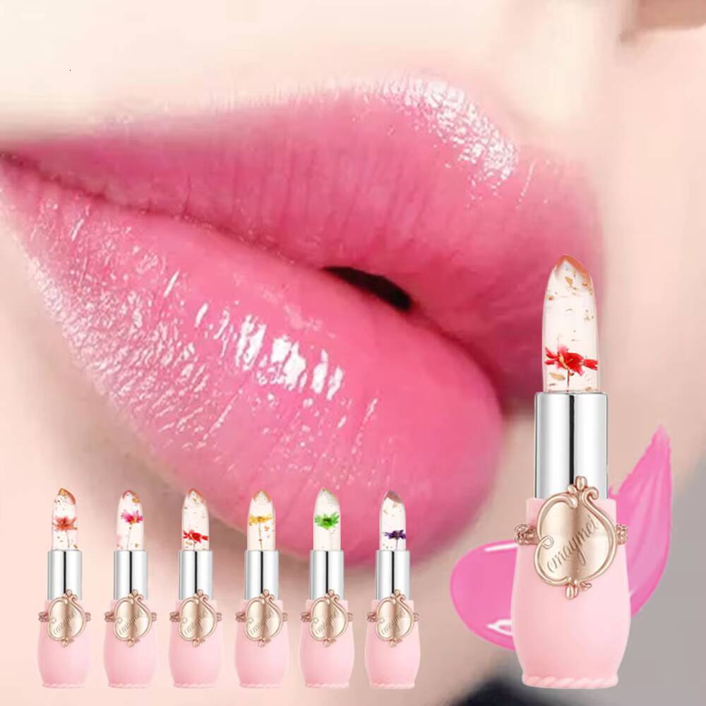 Beauty Jelly Dried Color Transparent Flower Temperature Changing Non-Stick Cup Lipstick happy