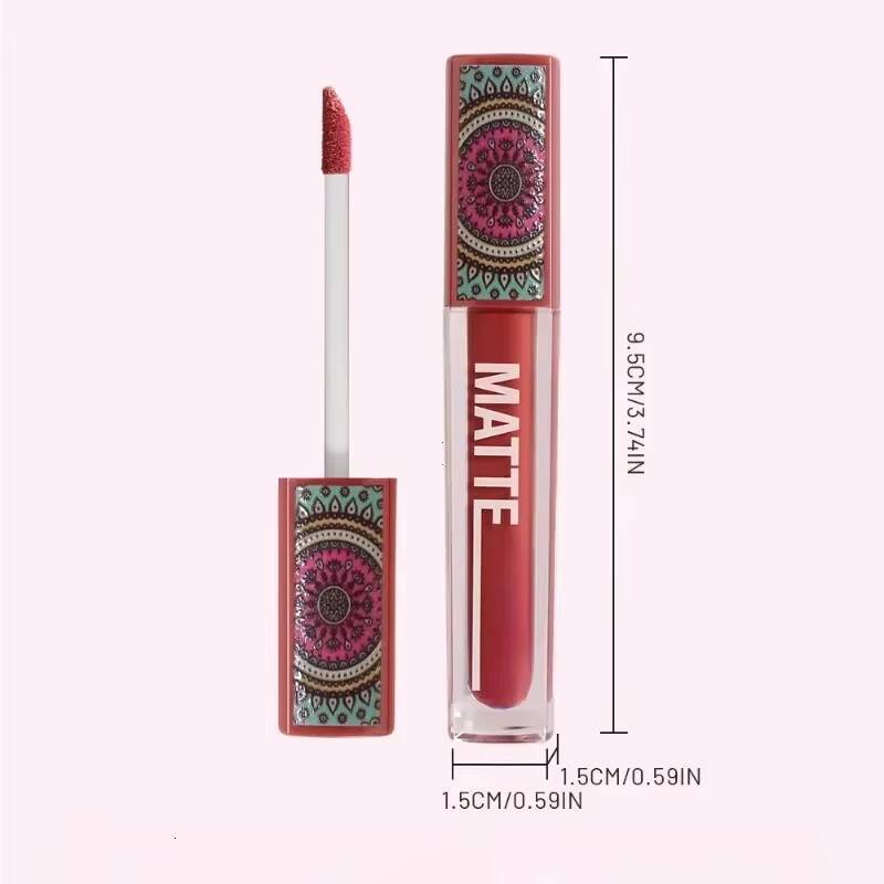 Waterproof Matte Gloss Brown Nude Pigment Dark Red Long Lasting Velvet Liquid Lipstick Women Makeup Lip Glaze 1pcs happy
