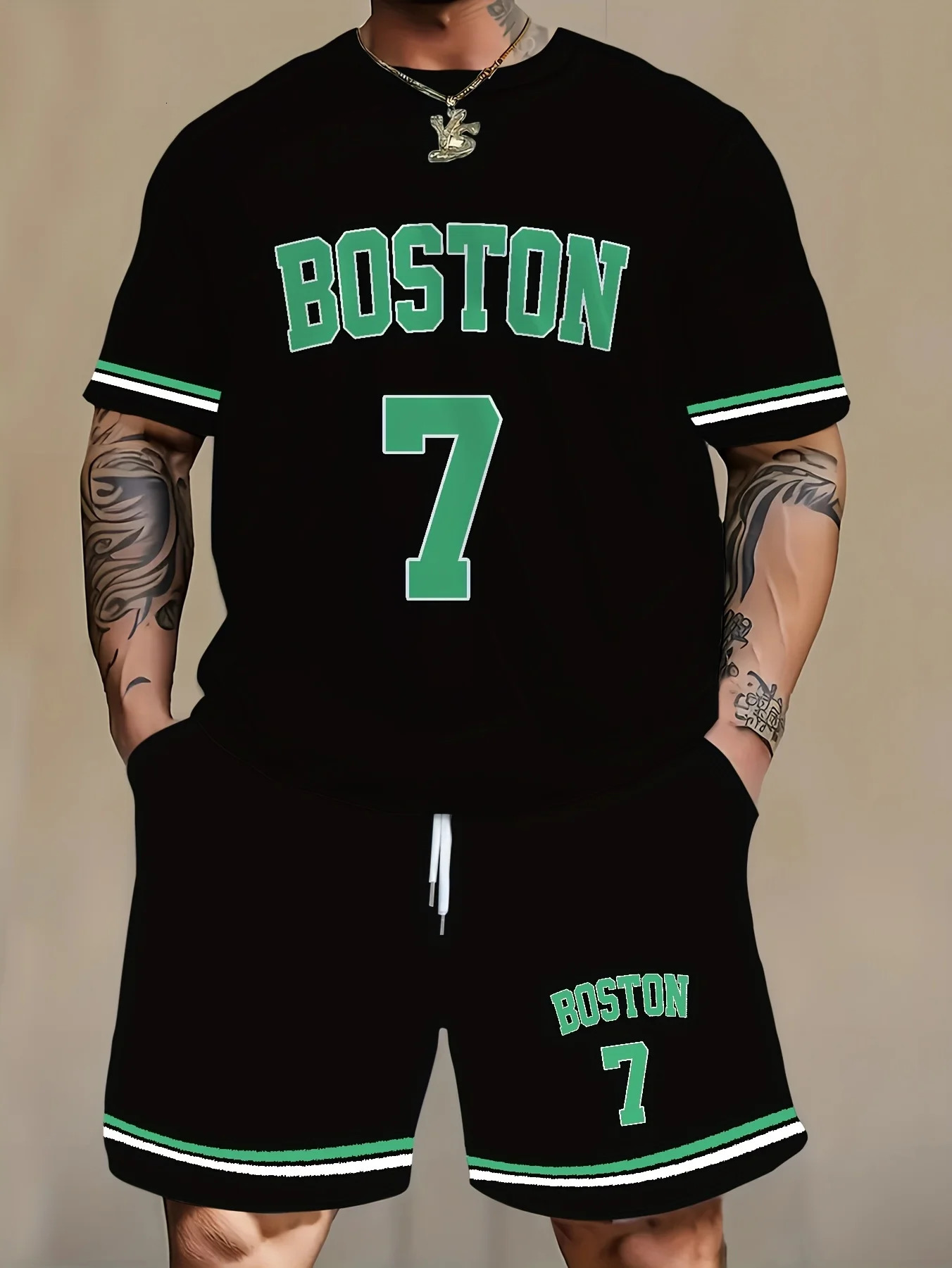 Summer Mens Round Neck Breathable Quick Dry Jersey Suit Sweat Sports TShirt Running Workout Loose Shorts Short Sleeve 250612