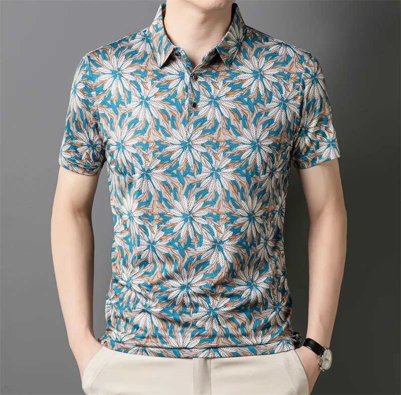 2025 New Mens Casual Fashion Printed Short Sleeve Polo Shirt Anti Wrinkle Breathable Comfortable Summer Versatile T-shirt W250616