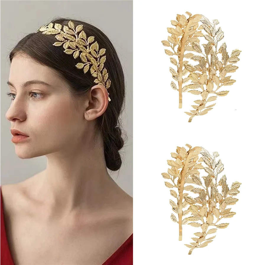 Fashionable crystal pearl alloy leaf headband for women romantic wedding elegant bride wedding pography hair accessories 250610