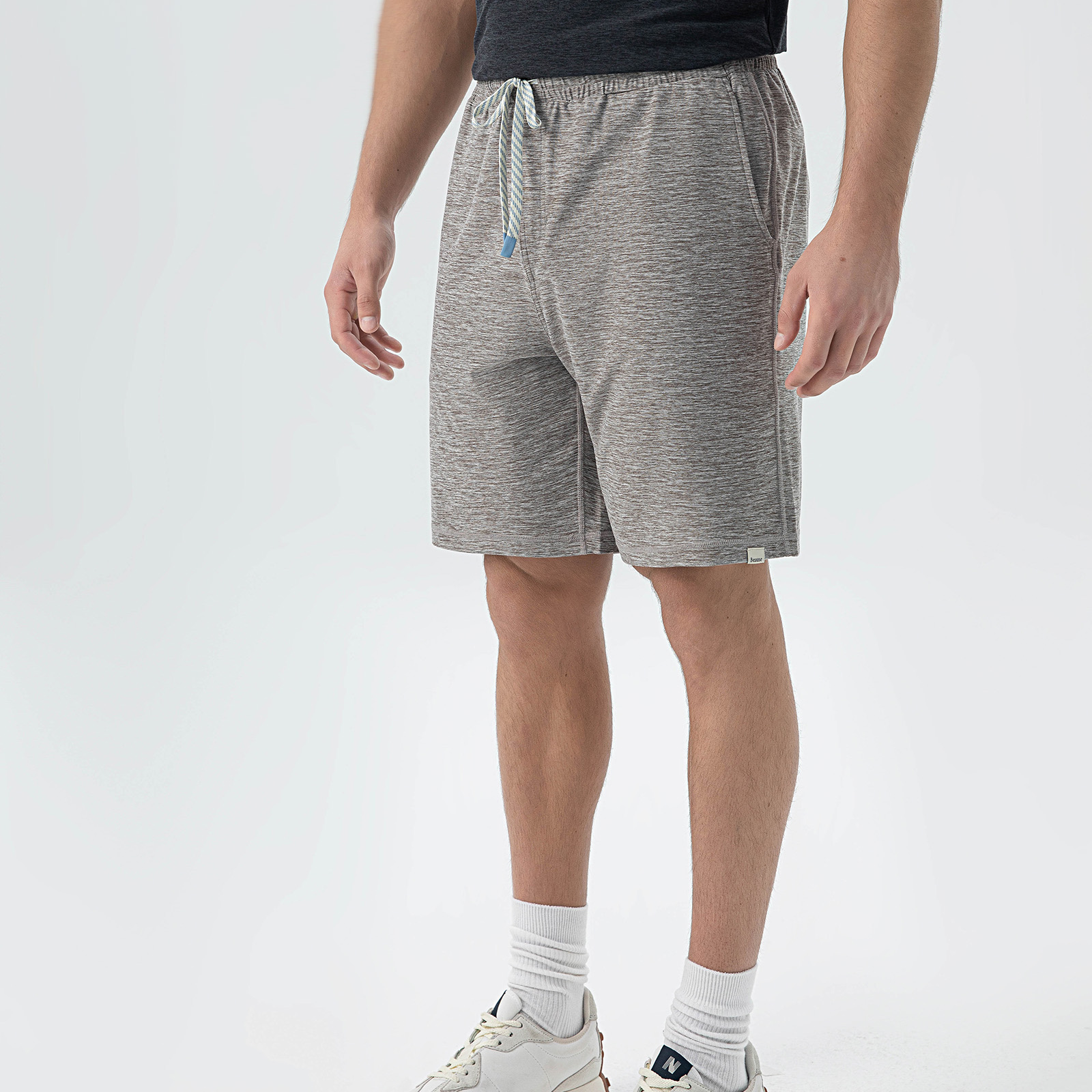 Men's Mid-Length Pants in Heather Grey Linen Blend - Casual Cool for Warm-Weather Style