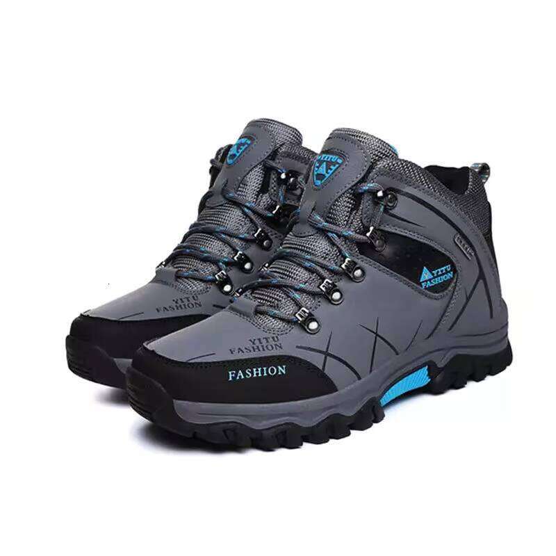 Men's Winter Cotton Shoes with Fleece Lining - Black Slip Resistant Waterproof Work Boots