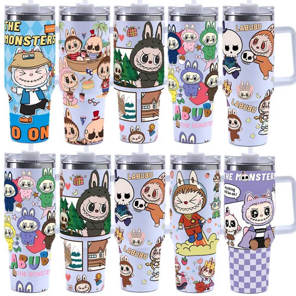 Labubu Water Bottle 40Oz Thermos Bottles Macaron Stainless Steel Mug with Straw Portable Labubus Monsters Water Bottle Gifts XJ250616