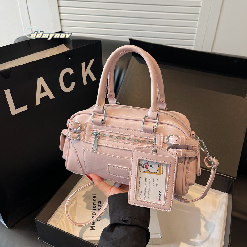 Niche Motorcycle Style Handheld Boston for Women 2025 Spring New Trend Versatile Commuter Shoulder Crossbody Bag ddmynov ddmynov ddmynov