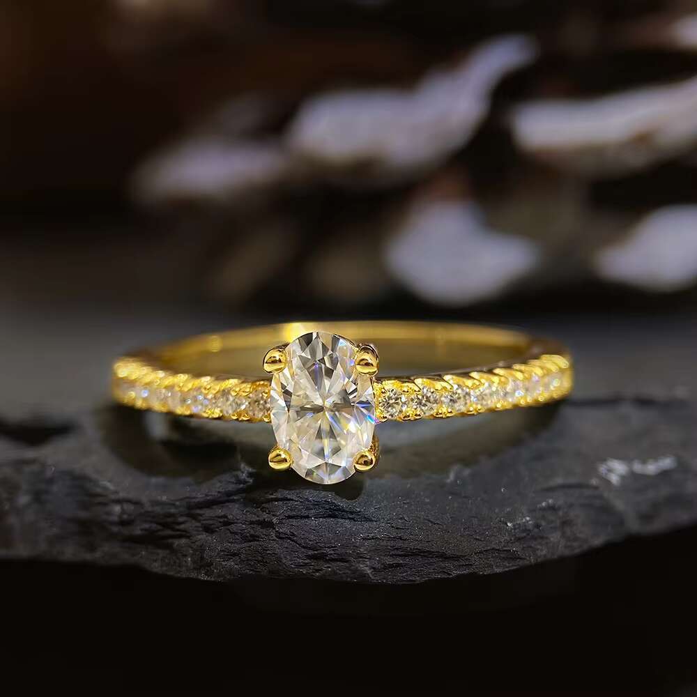 Pass Tester Promise Ring 925 Sterling Silver Cute Oval 0.5CT VVS1 Moissanite Diamond Engagement Proposal Shiny Wedding Bands