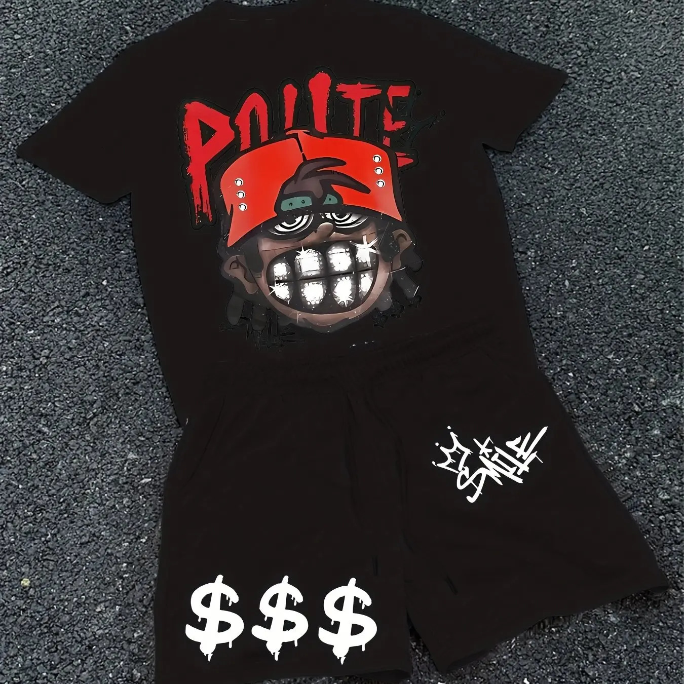 Mens Shortsleeved Tshirt Casual Suit Summer Y2K Fashion and Womens Sports Loose Suit 250612