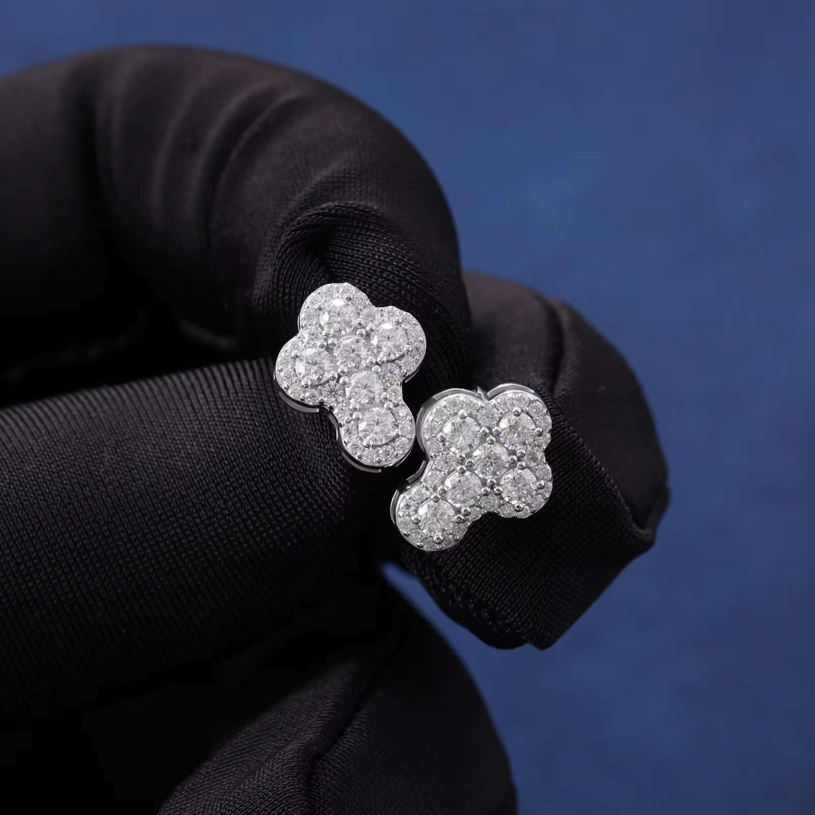 Fashion Hip Hop Jewelry VVS D Moissanite Earring Cross Iced Out Jewelry 925 Sterling Silver Stud Earrings for Gift