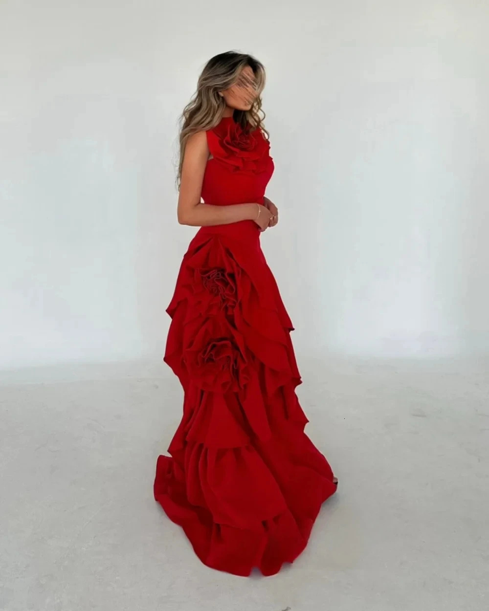 Customized Formal Gown Women Prom Evening Dress High Quality Jersey Pleat Trumpet Flower Dresses Classic Exquisite Modern Style 250612